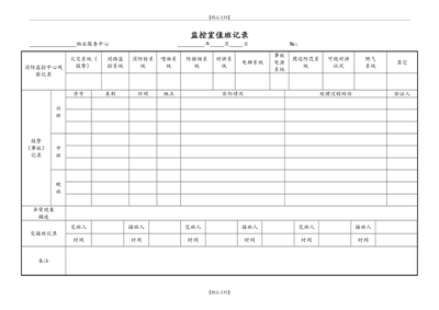物業管理公司監控室值班記錄文本